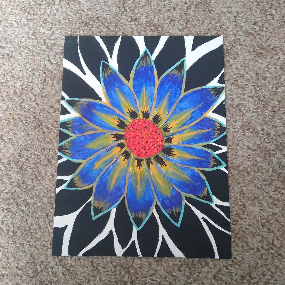 Hand painted! Flower 9x12